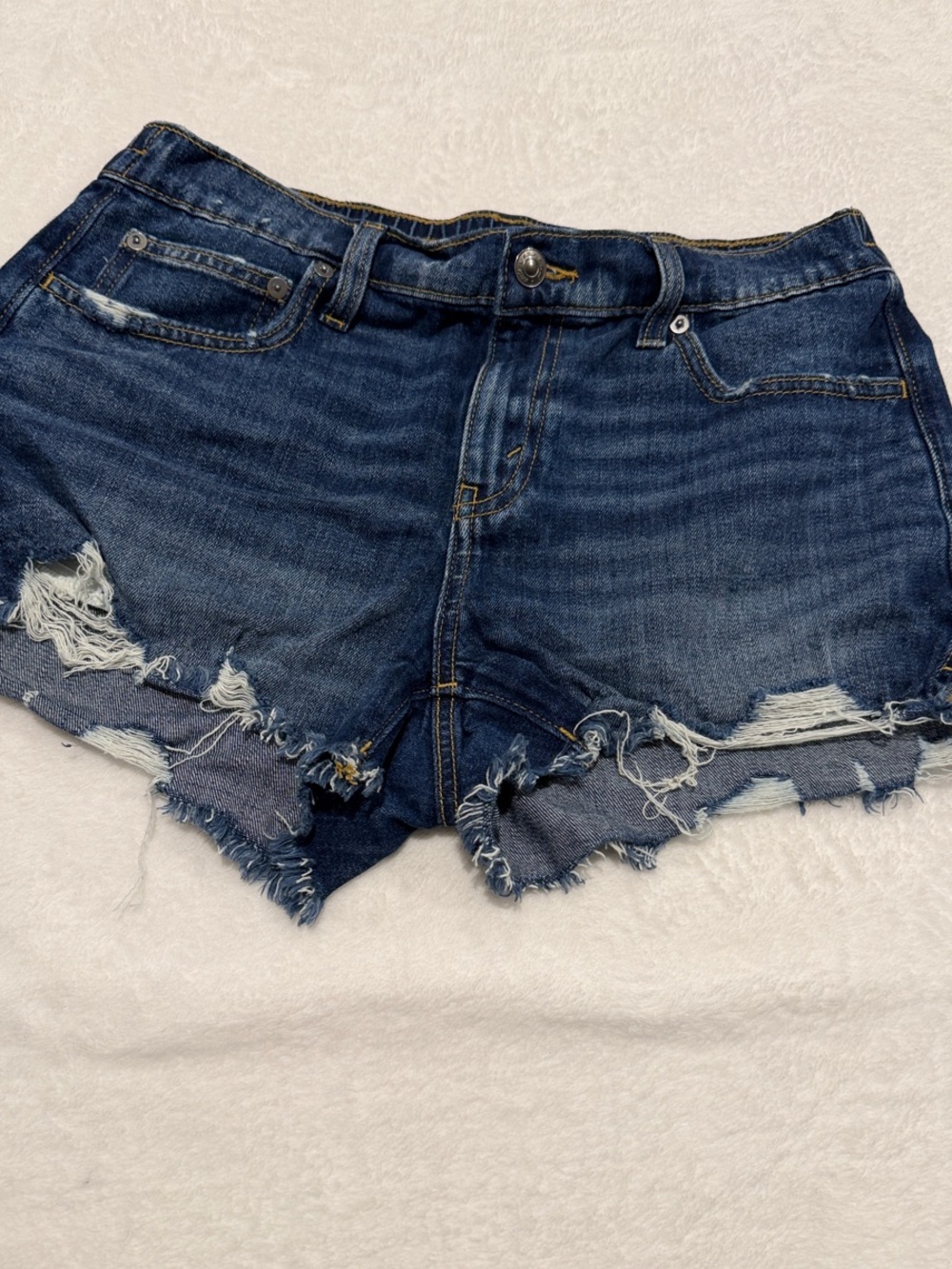 Aerie Distressed Frayed Hem Women's Shorts - Blue